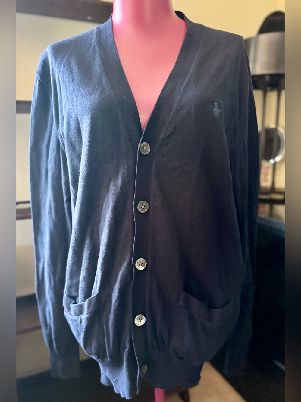 Polo Ralph Lauren navy blue v-neck button-front cardigan sweater